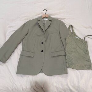 ANINE BING Dark Khaki green Quinn Blazer and tank top (sold as set)